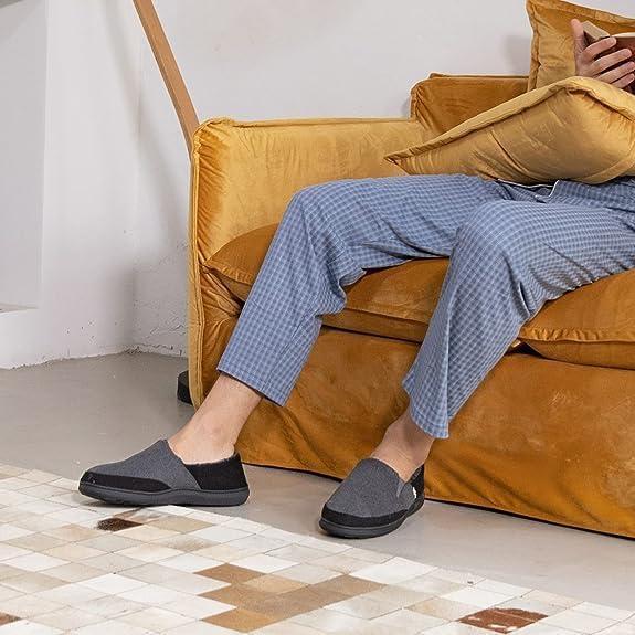 imageZigzagger Mens Comfy Wool Slippers Indoor Outdoor House Shoes Warm Soft Fur Fuzzy Fleece Lined Memory Foam Sole with Suede UpperBlue