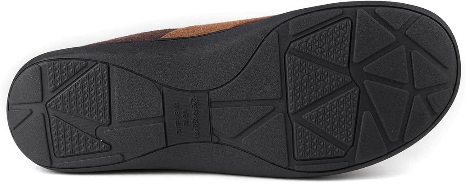 imageZigzagger Mens Comfy Wool Slippers Indoor Outdoor House Shoes Warm Soft Fur Fuzzy Fleece Lined Memory Foam Sole with Suede UpperCoffee