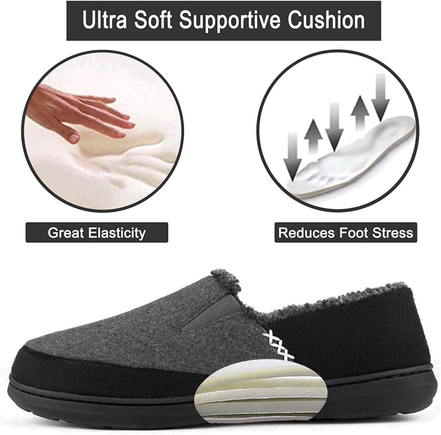 imageZigzagger Mens Comfy Wool Slippers Indoor Outdoor House Shoes Warm Soft Fur Fuzzy Fleece Lined Memory Foam Sole with Suede UpperSterling Grey