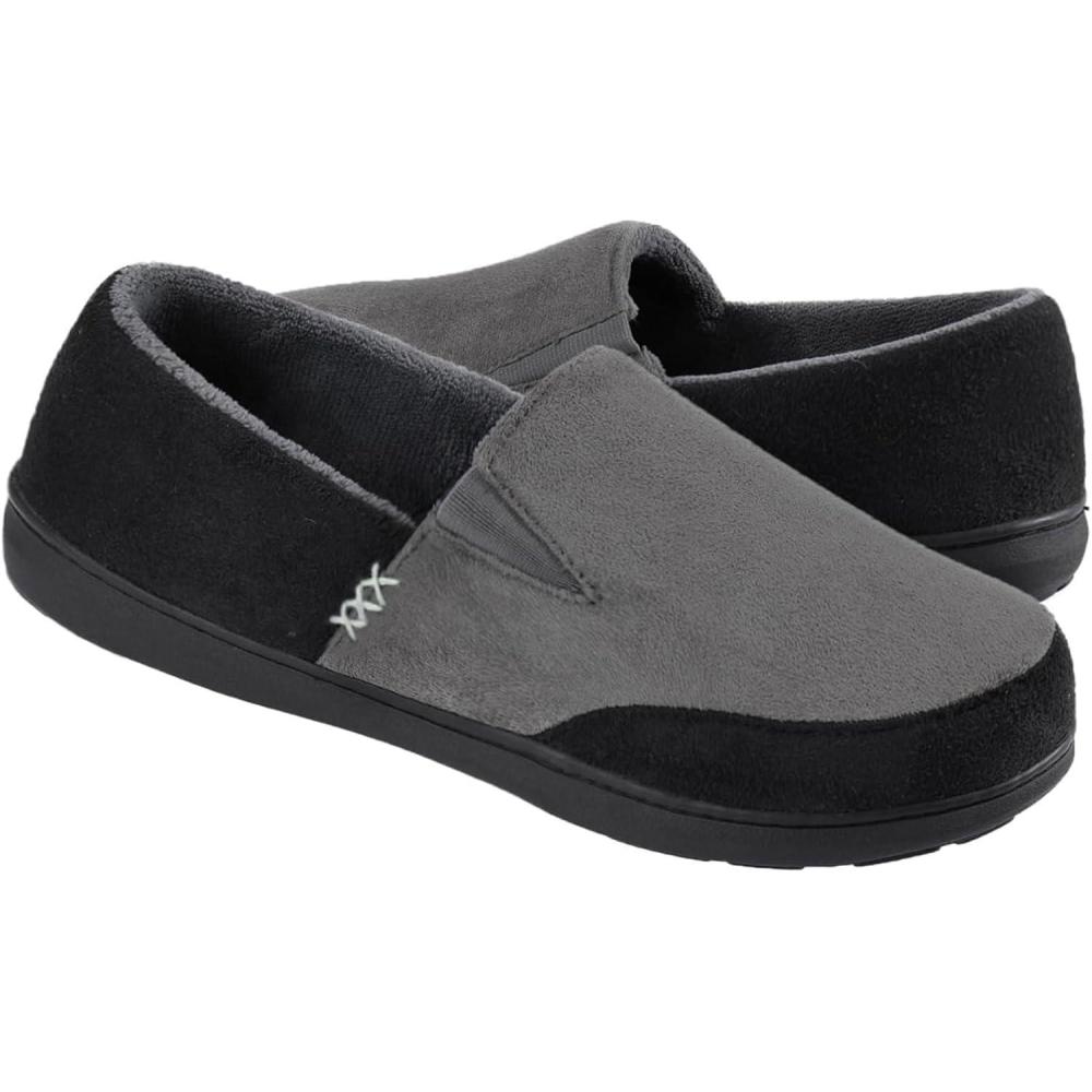 imageZigzagger Mens Comfy Wool Slippers Indoor Outdoor House Shoes Warm Soft Fur Fuzzy Fleece Lined Memory Foam Sole with Suede UpperSterling Grey