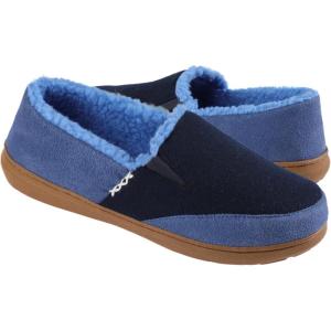 imageZigzagger Mens Comfy Wool Slippers Indoor Outdoor House Shoes Warm Soft Fur Fuzzy Fleece Lined Memory Foam Sole with Suede UpperBlue