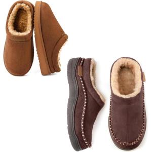 imageZigzagger Two Styles for Men Set of 2 Pairs Size 910ampamp10Mens Slip On Moccasin Slippers IndoorOutdoor Warm Fuzzy Comfy House Shoes Fluffy Wide Loafer SlippersCoffeeampampChesnut Tan