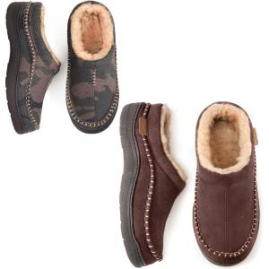 imageZigzagger Double the Style Set of 2 Pairs Size 1112Mens Slip On Moccasin Slippers IndoorOutdoor Warm Fuzzy Comfy House Shoes Fluffy Wide Loafer SlippersCoffeeampampCamouflage Camel