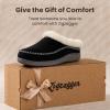 imageZigzagger Womens Moccasin SlipOn Fuzzy Slippers  House Shoes Indoor Outdoor with Suede ampamp Fluffy Fur Fleece Cozy Warm Comfy MemoryFoam LoaferBlack