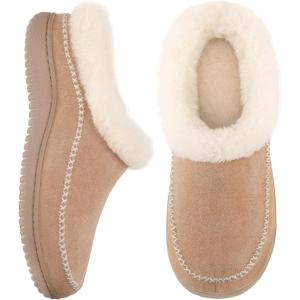 imageZigzagger Womens Moccasin SlipOn Fuzzy Slippers  House Shoes Indoor Outdoor with Suede ampamp Fluffy Fur Fleece Cozy Warm Comfy MemoryFoam LoaferSand