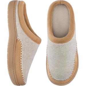 imageZigzagger Womens Slip On Moccasin Slippers Microsuede IndoorOutdoor Comfy House Shoes Memory Foam Assembled with Felt Wide Loafer Clog Mule SlippersBeigeSand