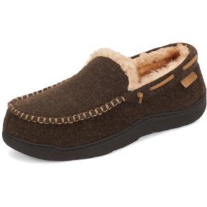 imageZigzagger Mens Moccasin Slippers Memory Foam House Shoes Indoor and Outdoor Warm Loafer SlippersFelt Coffee