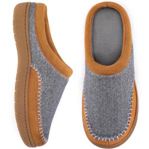 imageZigzagger Womens Slip On Moccasin Slippers Microsuede IndoorOutdoor Comfy House Shoes Memory Foam Assembled with Felt Loafer Clog Mule SlippersGreyTan