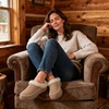 image:imageZigzagger Womens Moccasin SlipOn Fuzzy Slippers  House Shoes Indoor Outdoor with Microsuede amp Fluffy Fur Fleece Cozy Warm Comfy MemoryFoam LoaferSand