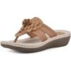 imageCLIFFS BY WHITE MOUNTAIN Womens Cassia Mini Wedge Flower Flip Flop SandalTanSmooth