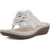 imageCLIFFS BY WHITE MOUNTAIN Womens Cassia Mini Wedge Flower Flip Flop SandalWhiteSmooth