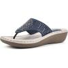 imageCLIFFS BY WHITE MOUNTAIN Womens Cienna Mini Wedge Flip Flop SandalNavyFabric