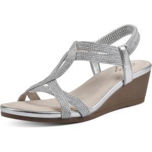 imageCLIFFS BY WHITE MOUNTAIN Womens Candelle Wedge SandalSilverMetFabric