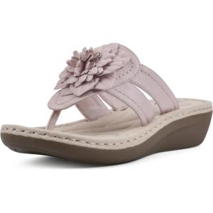 imageCLIFFS BY WHITE MOUNTAIN Womens Cassia Mini Wedge Flower Flip Flop SandalPale PinkSmooth