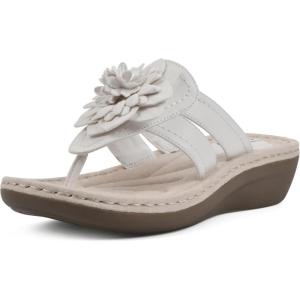 imageCLIFFS BY WHITE MOUNTAIN Womens Cassia Mini Wedge Flower Flip Flop SandalWhiteSmooth