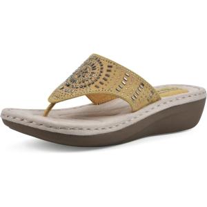 imageCLIFFS BY WHITE MOUNTAIN Womens Cienna Mini Wedge Flip Flop SandalMarigoldFabric