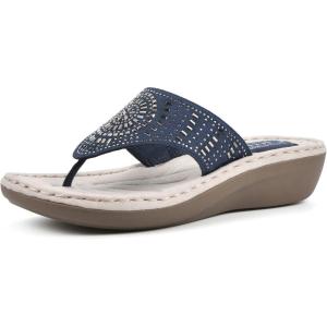 imageCLIFFS BY WHITE MOUNTAIN Womens Cienna Mini Wedge Flip Flop SandalNavyFabric