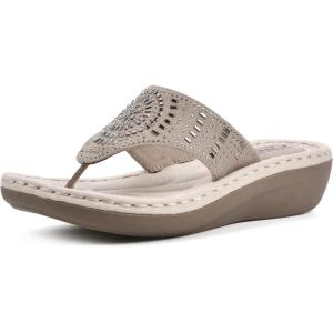 imageCLIFFS BY WHITE MOUNTAIN Womens Cienna Mini Wedge Flip Flop SandalStoneFabric