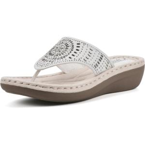 imageCLIFFS BY WHITE MOUNTAIN Womens Cienna Mini Wedge Flip Flop SandalWhiteFabric