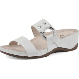 imageCLIFFS BY WHITE MOUNTAIN Womens Colletta Wedge SandalWhiteBurnishedSmooth