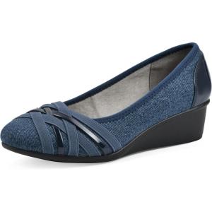 imageCLIFFS BY WHITE MOUNTAIN Womens Bowie Cushioned Ballet Wedge HeelDk BlueDenimFabric