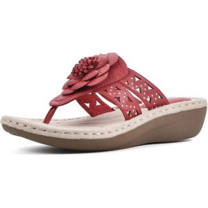imageCLIFFS BY WHITE MOUNTAIN Womens Cynthia Wedge SandalBerry RedSmooth