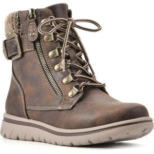 imageCLIFFS BY WHITE MOUNTAIN Womens Hearty Cushioned LaceUp City Hiker Ankle BootBrownFabricSweater