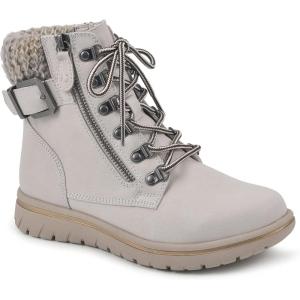 imageCLIFFS BY WHITE MOUNTAIN Womens Hearty Cushioned LaceUp City Hiker Ankle BootWinter WhiteFabricSweater