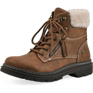 imageCLIFFS BY WHITE MOUNTAIN Womens Powell Cushioned LaceUp City Hiker Ankle BootieCognacFabric