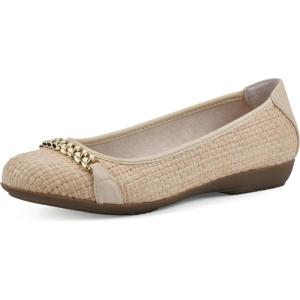 imageWhite Mountain Womens Charmed Cushioned Ballet FlatBeigeRaffia