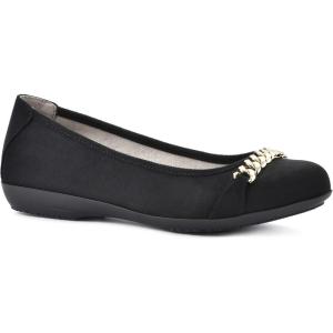 imageWhite Mountain Womens Charmed Cushioned Ballet FlatBlackSuedette