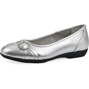 imageWhite Mountain Womens Calming Cushioned Ballet FlatSilverMetallicSmooth