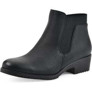 imageCLIFFS BY WHITE MOUNTAIN Womens Durable Cushioned Block Heeled Ankle BootieBlackNubuck
