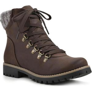 imageCLIFFS BY WHITE MOUNTAIN Womens Shoes Primed Lugged LaceUp Ankle BootieBrownFabric