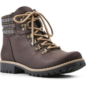 imageCLIFFS BY WHITE MOUNTAIN Shoes Pathfield Womens Laceup Hiker Style BootieDk BrownFabricPlaid