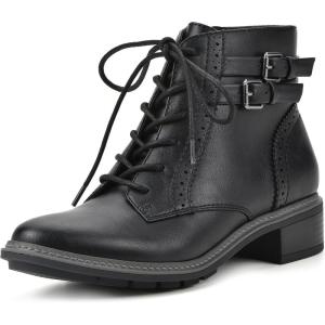 imageCLIFFS BY WHITE MOUNTAIN Womens Shoes Elibeth Stacked Heel LaceUp Ankle BootieBlackSmooth