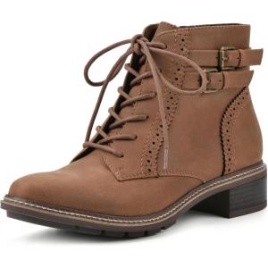 imageCLIFFS BY WHITE MOUNTAIN Womens Shoes Elibeth Stacked Heel LaceUp Ankle BootieTanFabric
