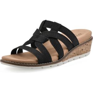 imageCLIFFS BY WHITE MOUNTAIN Womens Tinisha Strappy Cork Wedge SandalBlackEmbossed