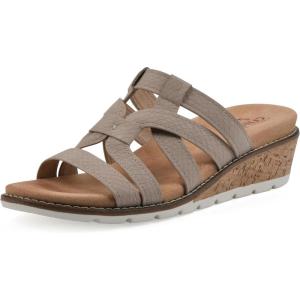 imageCLIFFS BY WHITE MOUNTAIN Womens Tinisha Strappy Cork Wedge SandalTaupeEmbossed