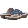 imageCLIFFS BY WHITE MOUNTAIN Womens Comate Rhinestoned Mini Wedge Flip Flop SandalMid BlueDenimFabric