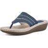 imageCLIFFS BY WHITE MOUNTAIN Womens Comate Rhinestoned Mini Wedge Flip Flop SandalMid BlueDenimFabric