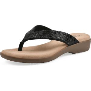 imageCLIFFS BY WHITE MOUNTAIN Womens Becharm Rhinestoned Thong SandalBlackFabric