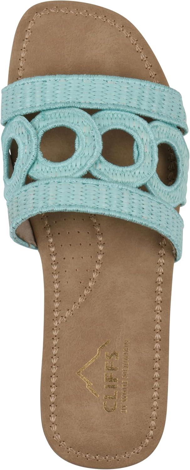 imageCLIFFS BY WHITE MOUNTAIN Womens Fraly CutOut Slide SandalLt BlueRaffia
