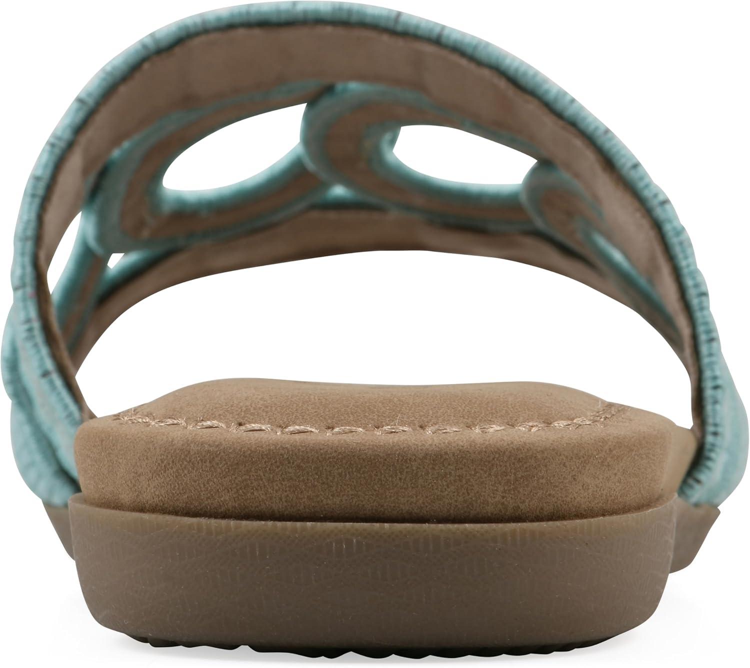 imageCLIFFS BY WHITE MOUNTAIN Womens Fraly CutOut Slide SandalLt BlueRaffia