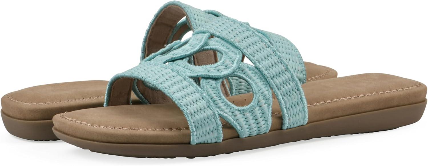 imageCLIFFS BY WHITE MOUNTAIN Womens Fraly CutOut Slide SandalLt BlueRaffia