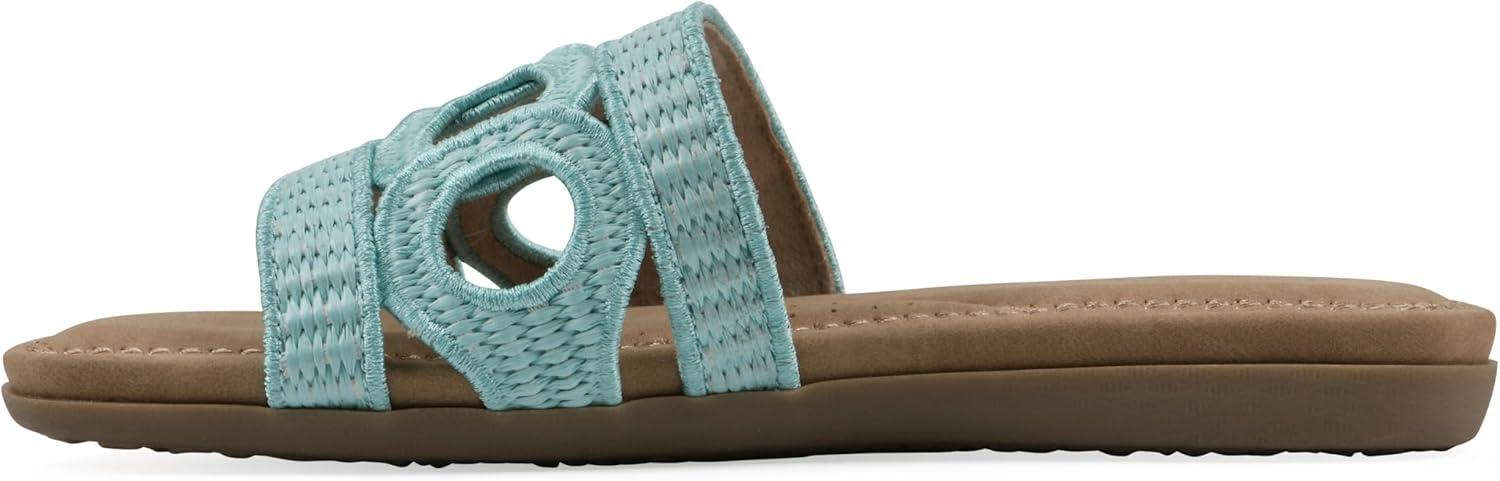 imageCLIFFS BY WHITE MOUNTAIN Womens Fraly CutOut Slide SandalLt BlueRaffia
