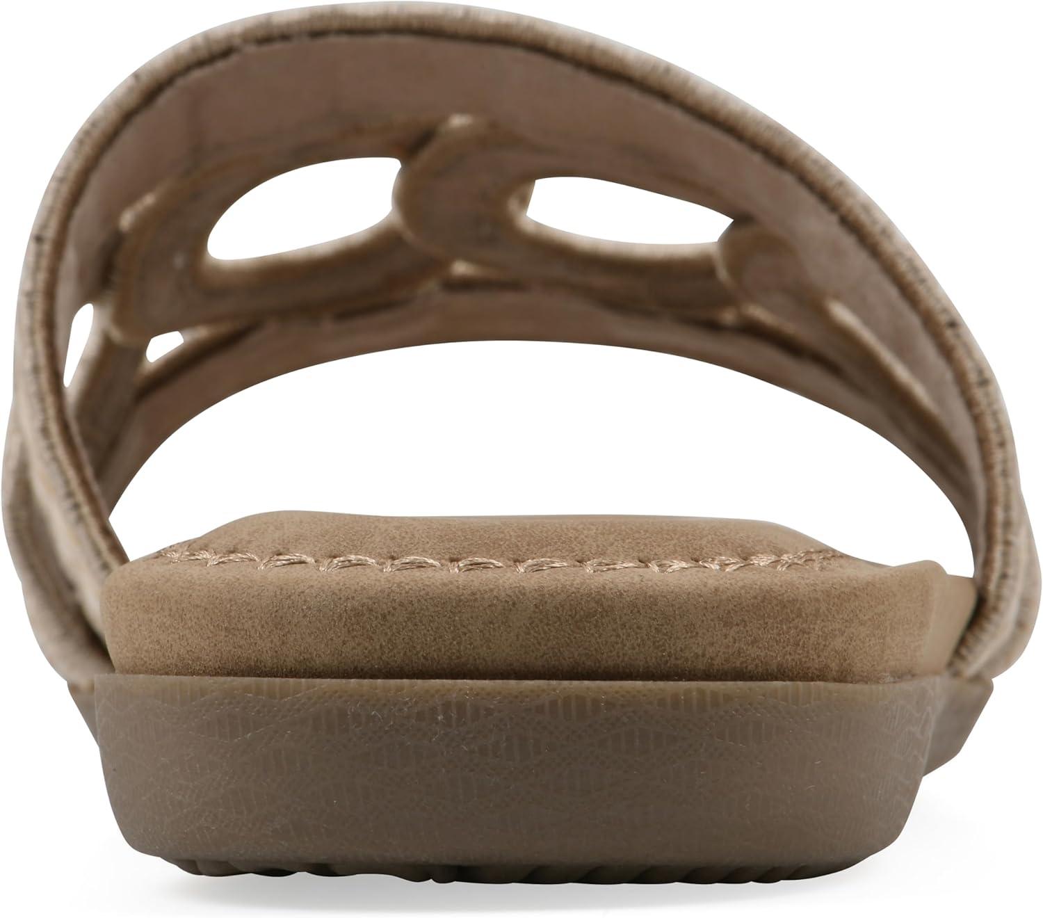 imageCLIFFS BY WHITE MOUNTAIN Womens Fraly CutOut Slide SandalNaturalRaffia