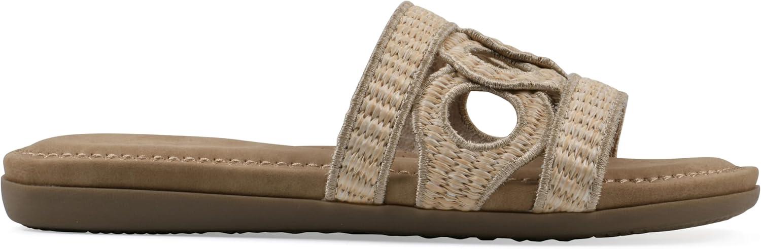 imageCLIFFS BY WHITE MOUNTAIN Womens Fraly CutOut Slide SandalNaturalRaffia