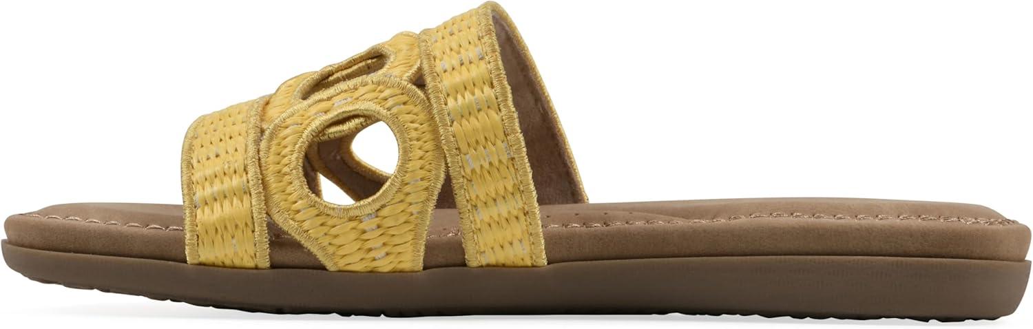 imageCLIFFS BY WHITE MOUNTAIN Womens Fraly CutOut Slide SandalYellowRaffia