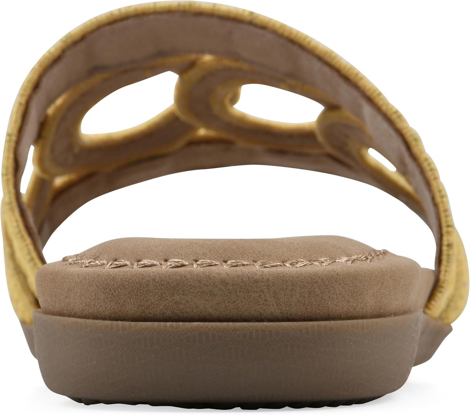 imageCLIFFS BY WHITE MOUNTAIN Womens Fraly CutOut Slide SandalYellowRaffia